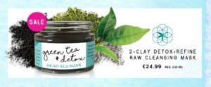 Green Tea + Detox Dead Sea Mineral Mud Mask + Cleanser. Organic Mask, Anti-ageing mask, cleansing mask, green tea mask. Pure and natural. Made with Green Tea, Bentonite Clay, Grape Seed, Frankincense, Cannabis (Hemp), Carrot Seed. Consciously Made in England.