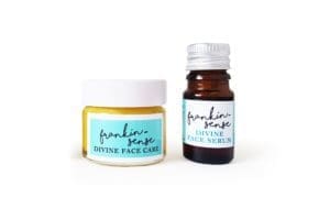 Frankin-Sense Rejuvenating Organic Face Cream and Organic Face Serum. Anti-ageing, for younger looking Skin. Pure and natural. Made with Frankincense, Hemp, Seabuckthorn, Rosehip, Camellia Tea, Carrot Seed. Consciously Made in England. Dry skin. Mature skin. Winter skin. Ethical gift ideas. Christmas Gift Ideas. Gifts For Her. Gift Ideas.