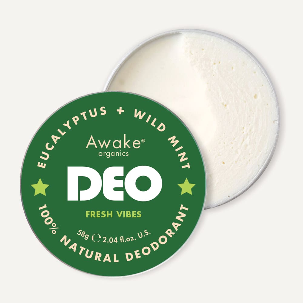 Fresh Vibes 100% Natural Deodorant, Bicarb / Baking Soda Free, Eucalyptus & Wild Mint, Main Image, Awake Organics