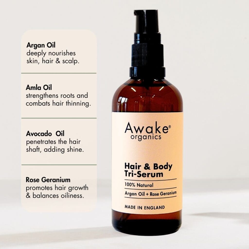 Hair & Body Tri-Serum with Argan Oil & Rose Geranium by Awake Organics