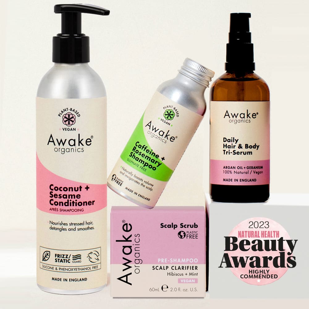 Ultimate Natural Hair Care Bundle | Natural Shampoo | Natural conditioner | Natural Scalp Scrub | Natural Hair Serum | Awake Organics